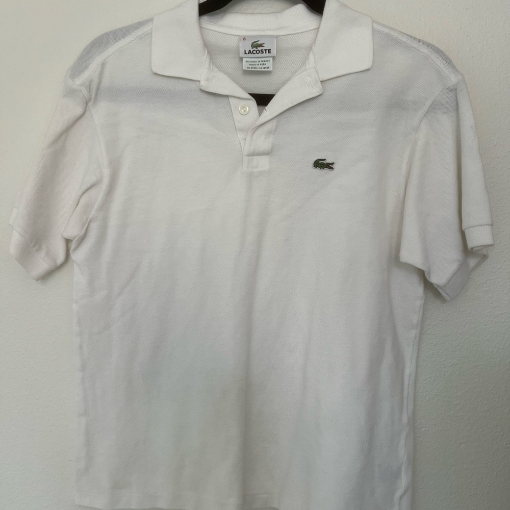 Lacoste Slim Fit White Polo Shirt -Ladies 16 (XL)